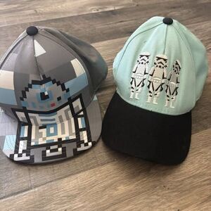 Lot Of 2 Star Wars Kids Hats C-3PO Storm Troopers Adjustable Ball Caps